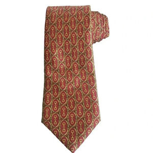 Italy Tie Equestrian Horse Bits Gold Red Necktie Silk Ties 57"